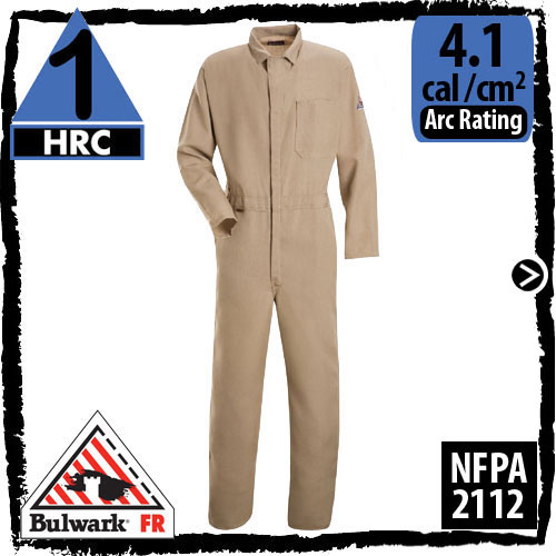 Fire Retardant Clothes, including Nomex Coveralls CNC2TN by Bulwark come in a variety of colors and various protection levels. These particular coveralls are HRC 1, but Flame Retardant Clothing and FR gear range from a hazard risk assessment rating of HRC level 1 to HRC level 4. Arc ratings for Fire Retardant Coveralls vary by garment.