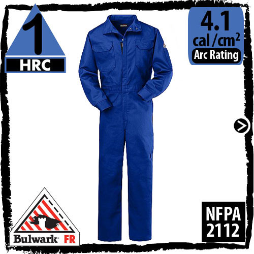 Flame Retardant Clothes, including Nomex Coveralls CNB2RB by Bulwark come in a variety of colors and various protection levels. These particular coveralls are HRC 1, but FR Clothing and FR gear range from a hazard risk assessment rating of HRC level 1 to HRC level 4. Arc ratings for FR Coveralls vary by garment.